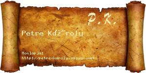 Petre Károly névjegykártya