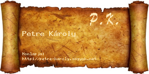 Petre Károly névjegykártya