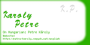 karoly petre business card